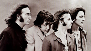 The Beatles during an interview