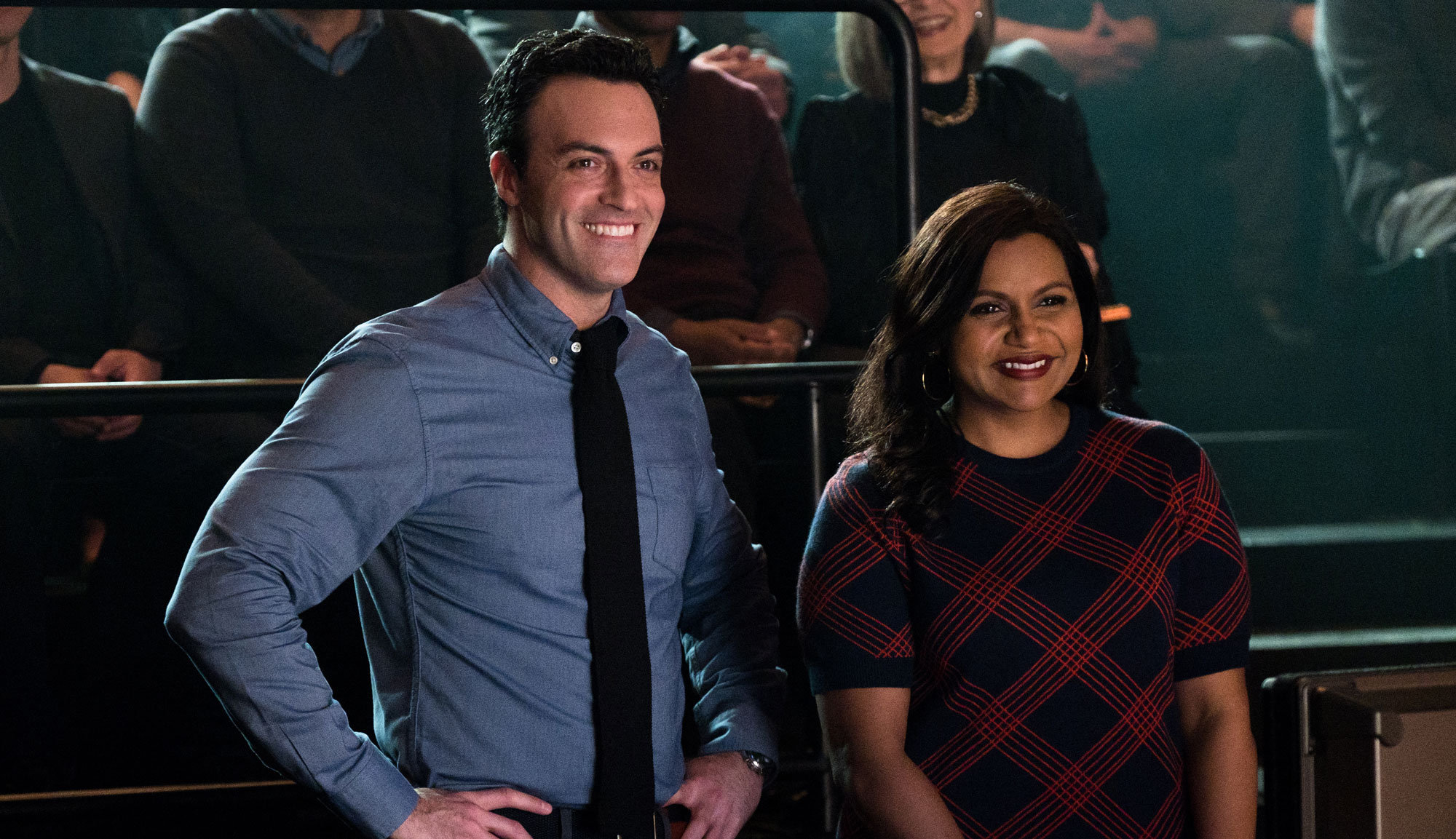 Mindy Kaling and Reid Scott in "Late Night"