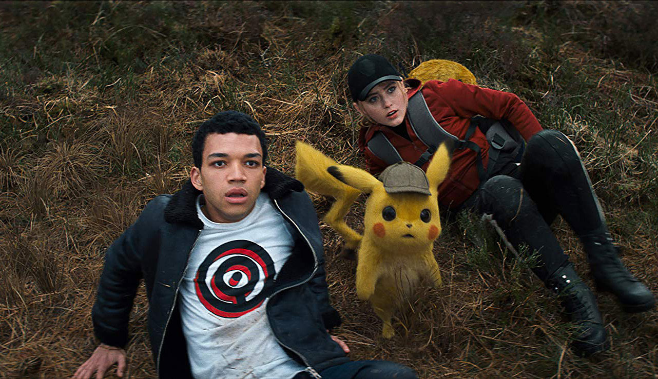 Justice Smith and Kathryn Newton in "Pokémon: Detective Pikachu"