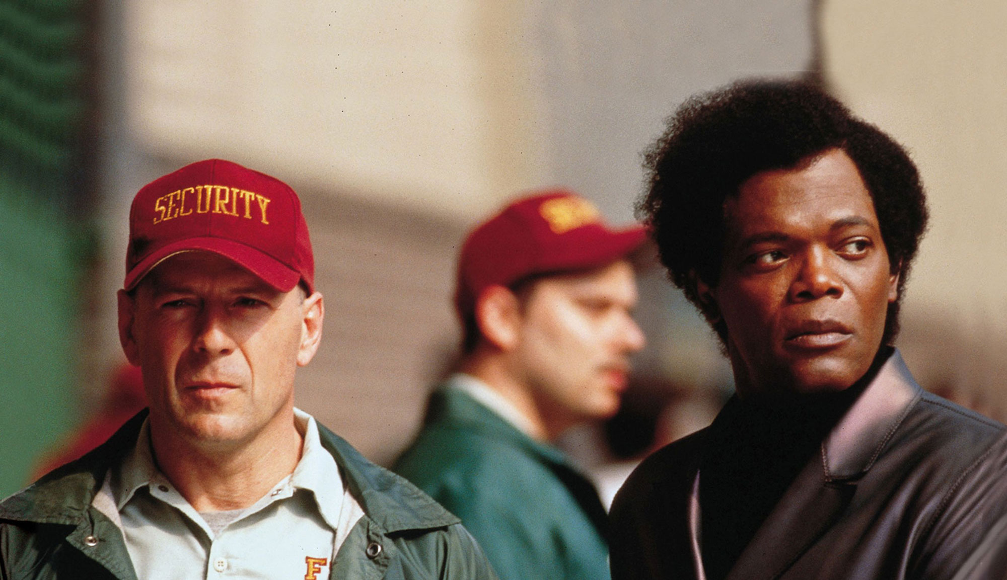 Bruce Willis and Samuel L. Jackson in "Unbreakable"