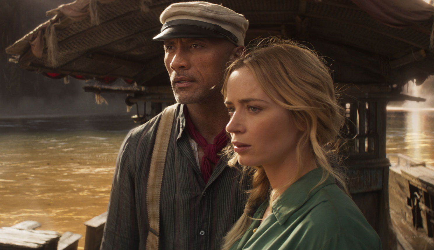 Dwayne Johnson and Emily Blunt in "Jungle Cruise"