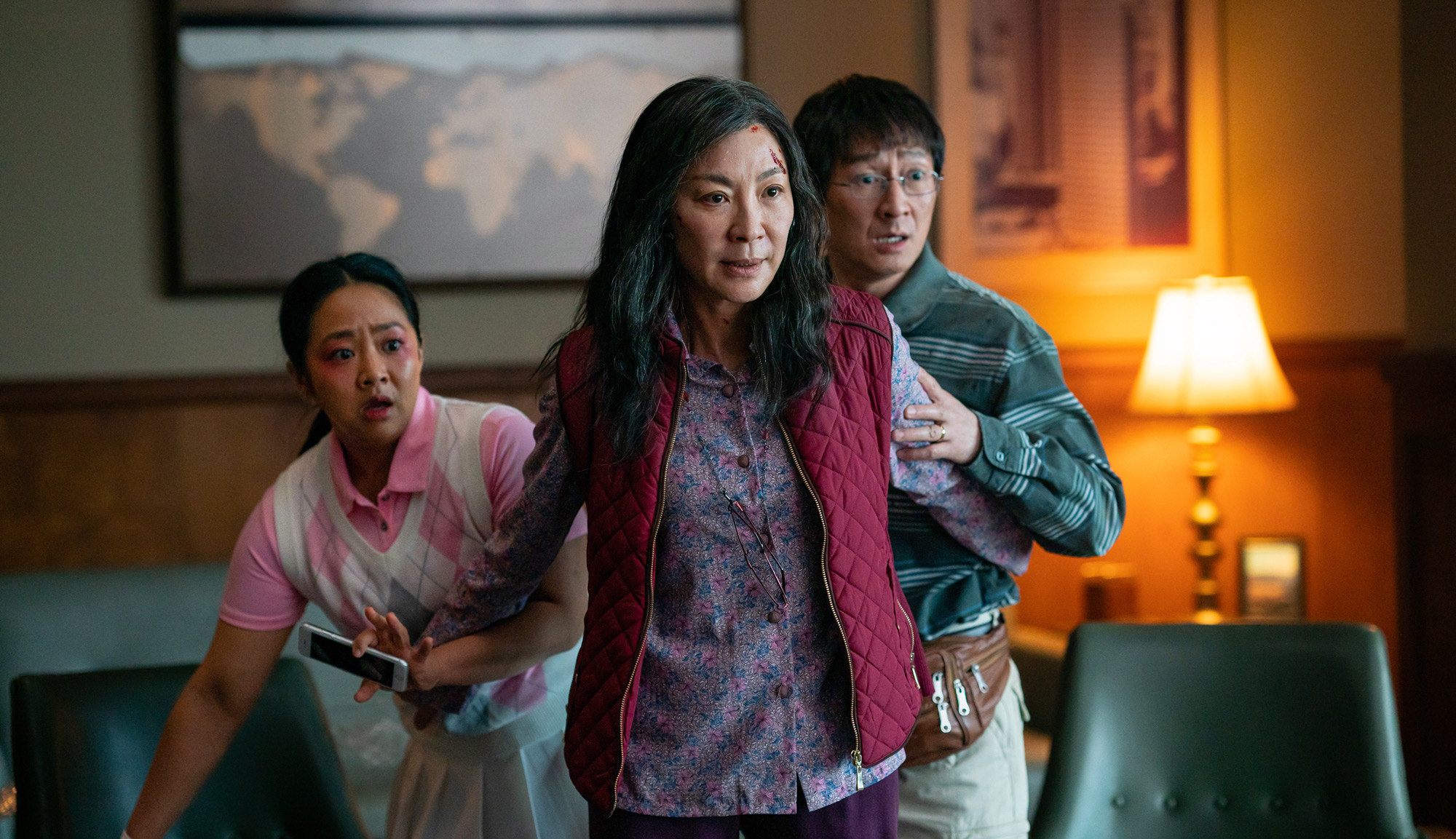 Michelle Yeoh, Stephanie Hsu and Ke Huy Quan in "Everything Everywhere All at Once"