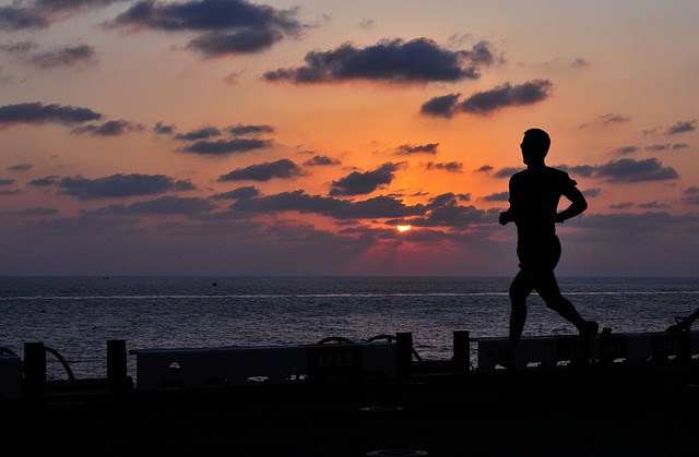 jogging at sunrise
