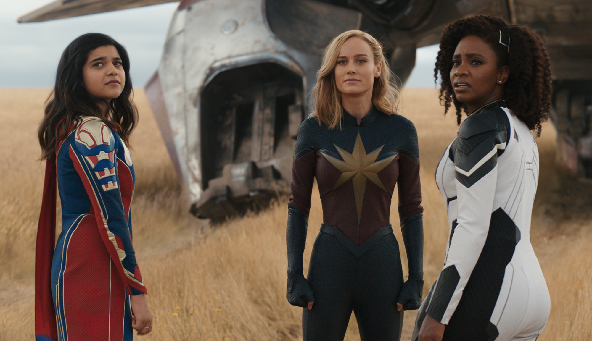 Brie Larson, Teyonah Parris and Iman Vellani in "The Marvels"