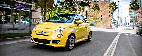 2012 Fiat 500 interior yellow front corner view