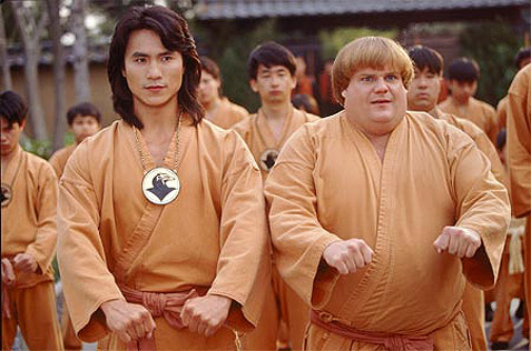 Robin Shou with Chris Farley in Tommy Boy