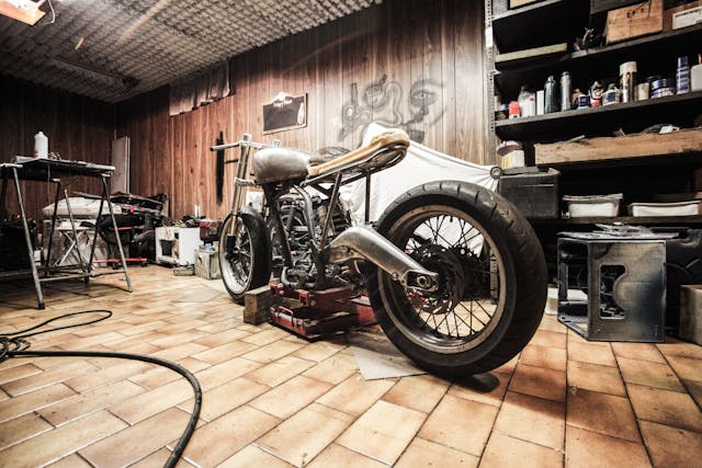 old motorcycle in garage