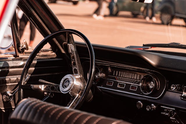 car interior and stearing wheel