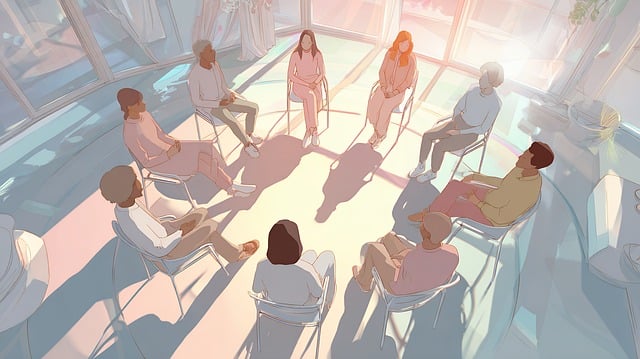 graphic of people sitting in circle for therapy session