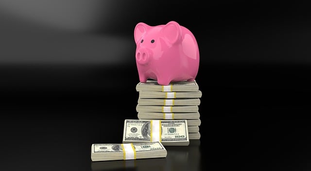 pink piggy bank sitting on stack of money