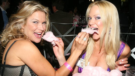 Playboy Playmates Jacqueline Sheen (July 1990) and Barbara Moore (Dec 1992) at 2009 PMOY event