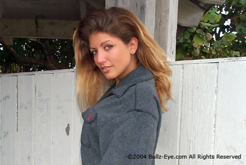 Amber in gray fleece top