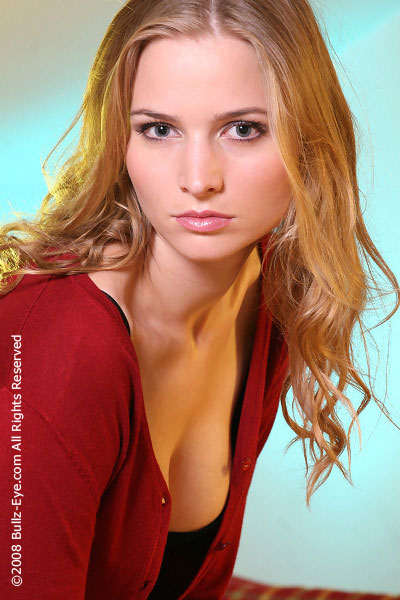 Stephanie in red top and black bra