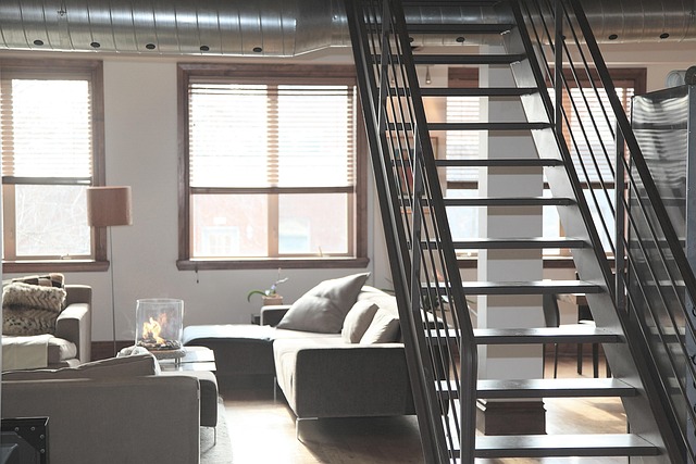 apartment with steel staircase