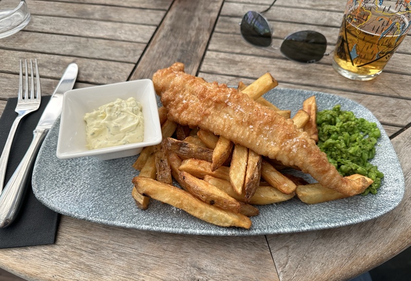 Fish and chips at Lord's tavern in London