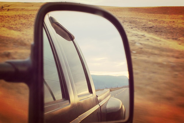 reflection of car in side mirror