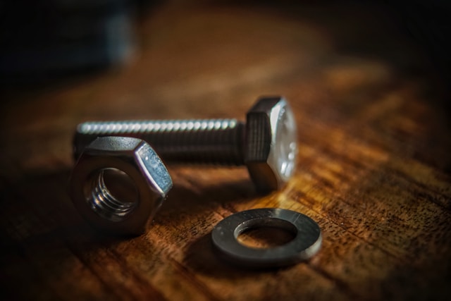 washer and nut and screw