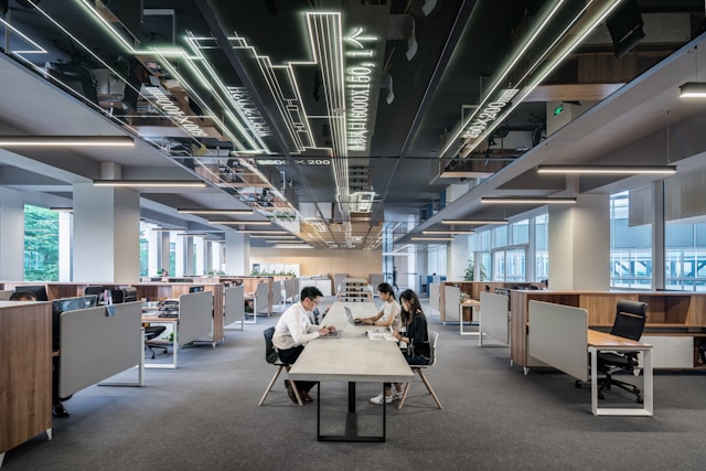 office workers in large office area
