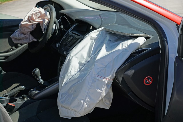 interior of car with airbags released