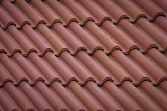 close-up of brown tiles on roof