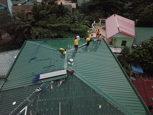 green metal roof