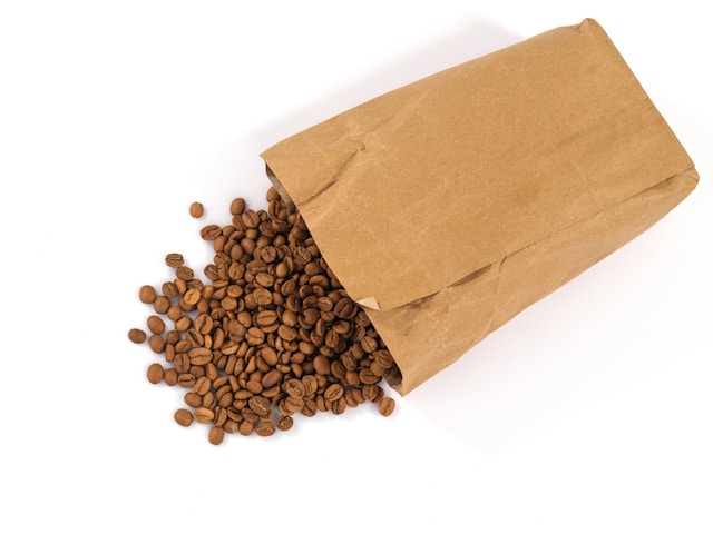 coffee beans spilling out of a bag