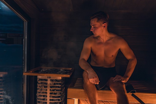 man in sauna