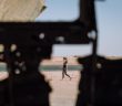 woman walking on a beach