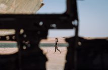 woman walking on a beach