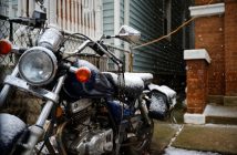 motorcycle with snow on it