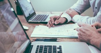 laptops in an office