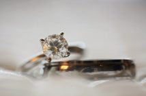 closeup of diamond ring