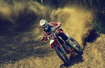 dirt bike with rider going fast