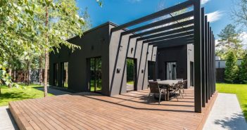 modern style deck attached to modern home