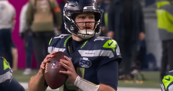 Sam Darnold screen shot 2026 playoffs vs Rams