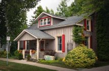 small house with red shutters