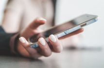 close-up of smartphone in hand