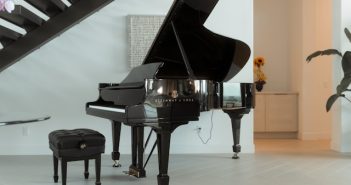 piano in home near stairs