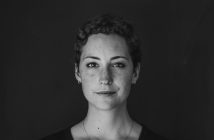 face of a woman in black and white photo