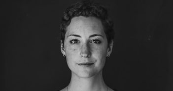 face of a woman in black and white photo