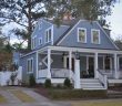 house painted light blue with white trim