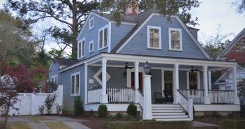 house painted light blue with white trim