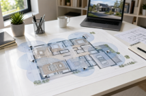 floor plan on desk