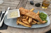 Fish and chips at Lord's tavern in London