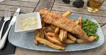 Fish and chips at Lord's tavern in London