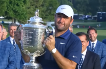 Scottie Scheffler 2025 PGA Championship trophy celebration