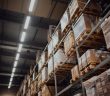 crates stacked in warehouse