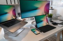 desktop with computers