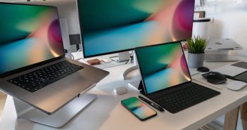 desktop with computers