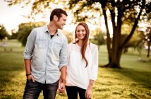 man and woman walking together